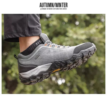 Humtto caminhadas sapatos dos homens de luxo designer inverno escalada trekking tênis para homens couro esportes ao ar livre trabalho homem sapatos 110282 Um