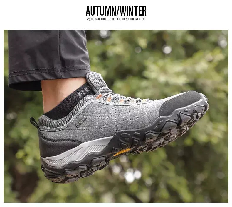 Humtto caminhadas sapatos dos homens de luxo designer inverno escalada trekking tênis para homens couro esportes ao ar livre trabalho homem sapatos 110282 Um