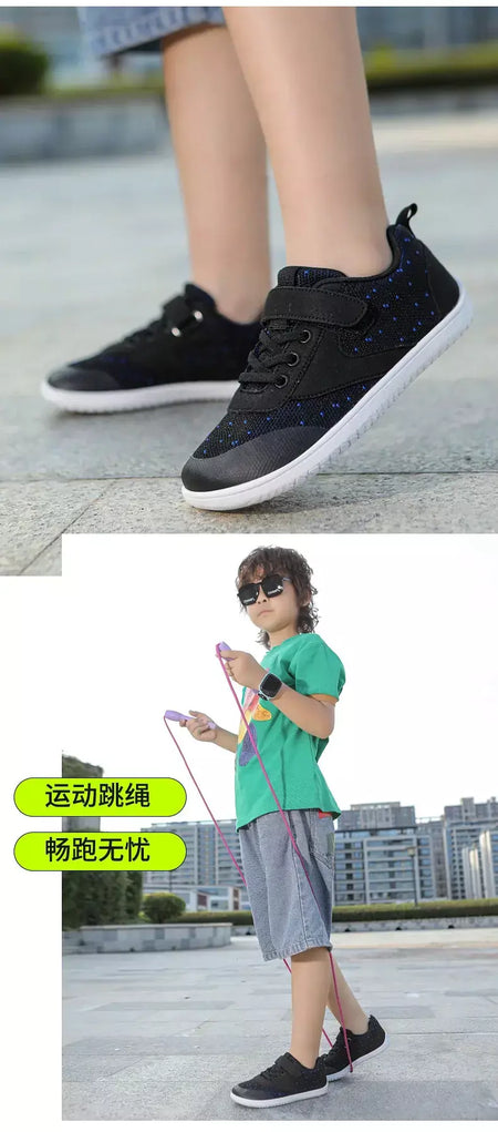 Novos meninos meninas tênis crianças largas sapatos descalços naturalmente spracam sapatos da criança pequena grande criança