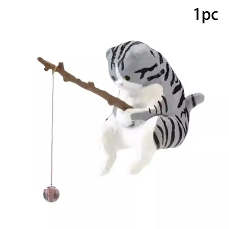 1pc criativo pesca gato carro decoração interior artesanato bonito resina auto estatuetas em miniatura ornamentos acessórios pequenos presentes