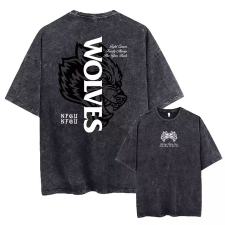 Lobos escuros Vintage lavados camisetas para homens, musculação em ginástica, roupas masculinas extragrandes, fitness no verão, treino