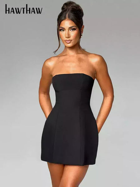 Hawthaw-Mini vestido curto preto feminino, streetwear noturno, bodycon, roupas de festa, clube, itens por atacado para negócios, verão, 2022