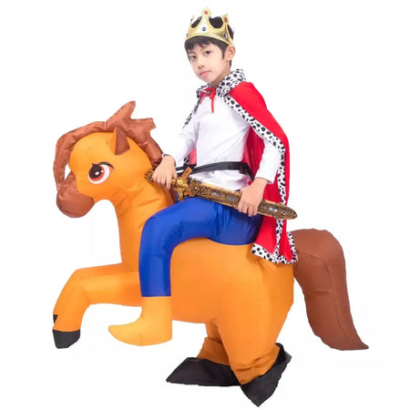 Crianças criança inflável cavalo traje meninas meninos rei cowboy passeio cavalo engraçado halloween purim festa inflado vestuário disfraces