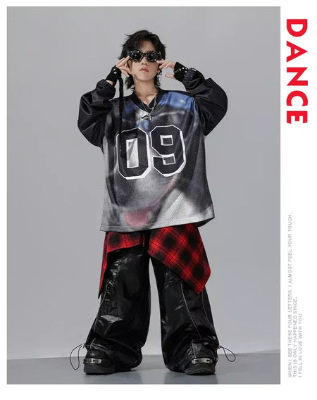 Meninos hio hop letras jaqueta de couro dança de rua calças de carga soltas meninas k-pop streetwear crianças conjunto de roupas jazz traje