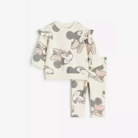 Meninas primavera outono roupas minnie impressão completa moletom + calças 2 pçs esportes casuais novas crianças dos desenhos animados moda manga longa ternos