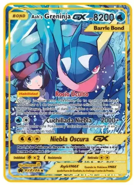 Pokemon English Metal Card Anime Pikachu Charizard Mewtwo Arceus Frog Flower Vmax GX Letters Game Collection Card Kids Toy Gifts