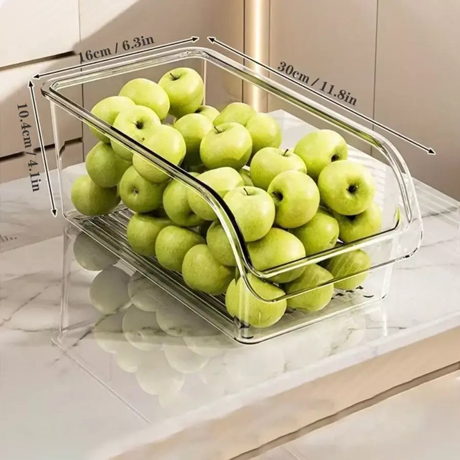 Organizador de geladeira transparente, caixas organizadoras de geladeira, organizadores de geladeira e recipientes de armazenamento para frutas, vegetais, alimentos, bebidas