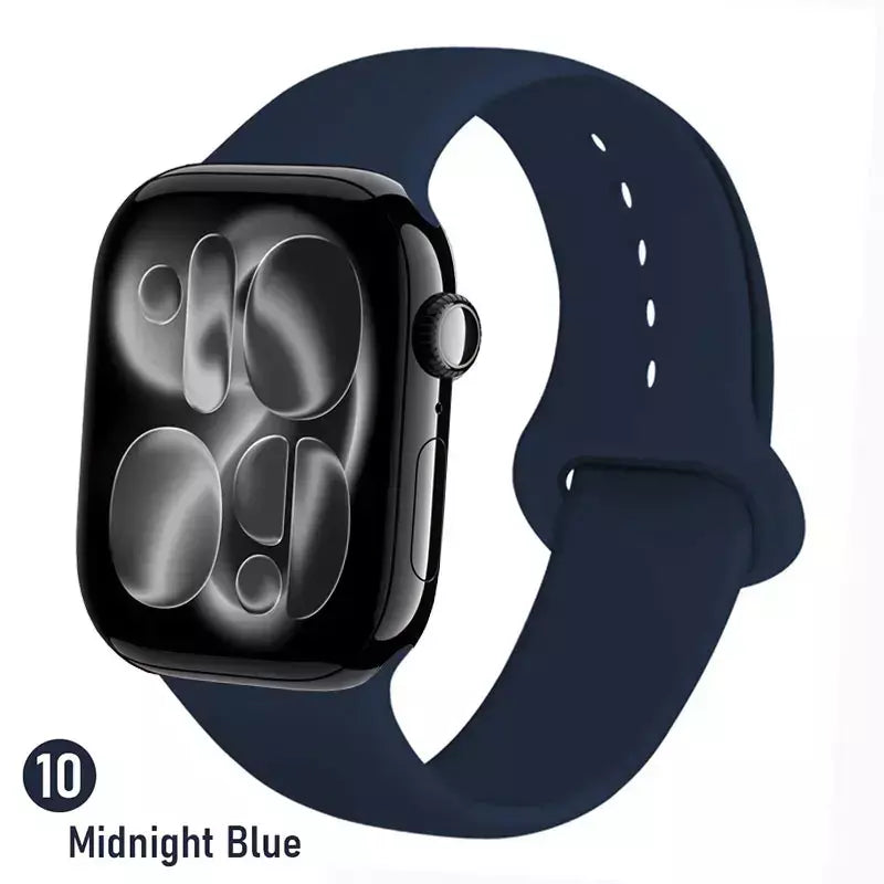 Pulseiras de silicone para apple watch pulseira 44mm 45mm 40 41mm 42-46mm pulseiras esportivas iwatch série 10 11 9 8 7 6 5 4 se ultra 3/2 49mm