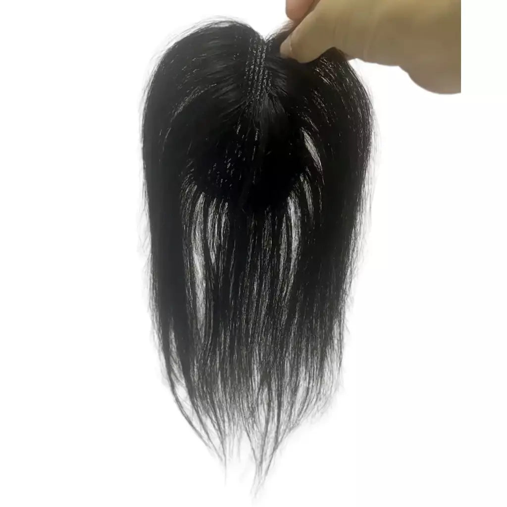 Nenhum clipes de cabelo humano franja francesa gancho e laço pasta mágica toppers para mulheres fácil de usar adesivos de costura remendos de cabelo extensão