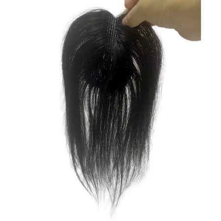 Nenhum clipes de cabelo humano franja francesa gancho e laço pasta mágica toppers para mulheres fácil de usar adesivos de costura remendos de cabelo extensão