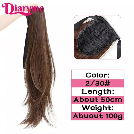 Extensões sintéticas longas do cabelo do rabo de cavalo para mulheres, preto, marrom, reistan do calor, rabo de pônei, cabelo falso, grampo no hairpiece