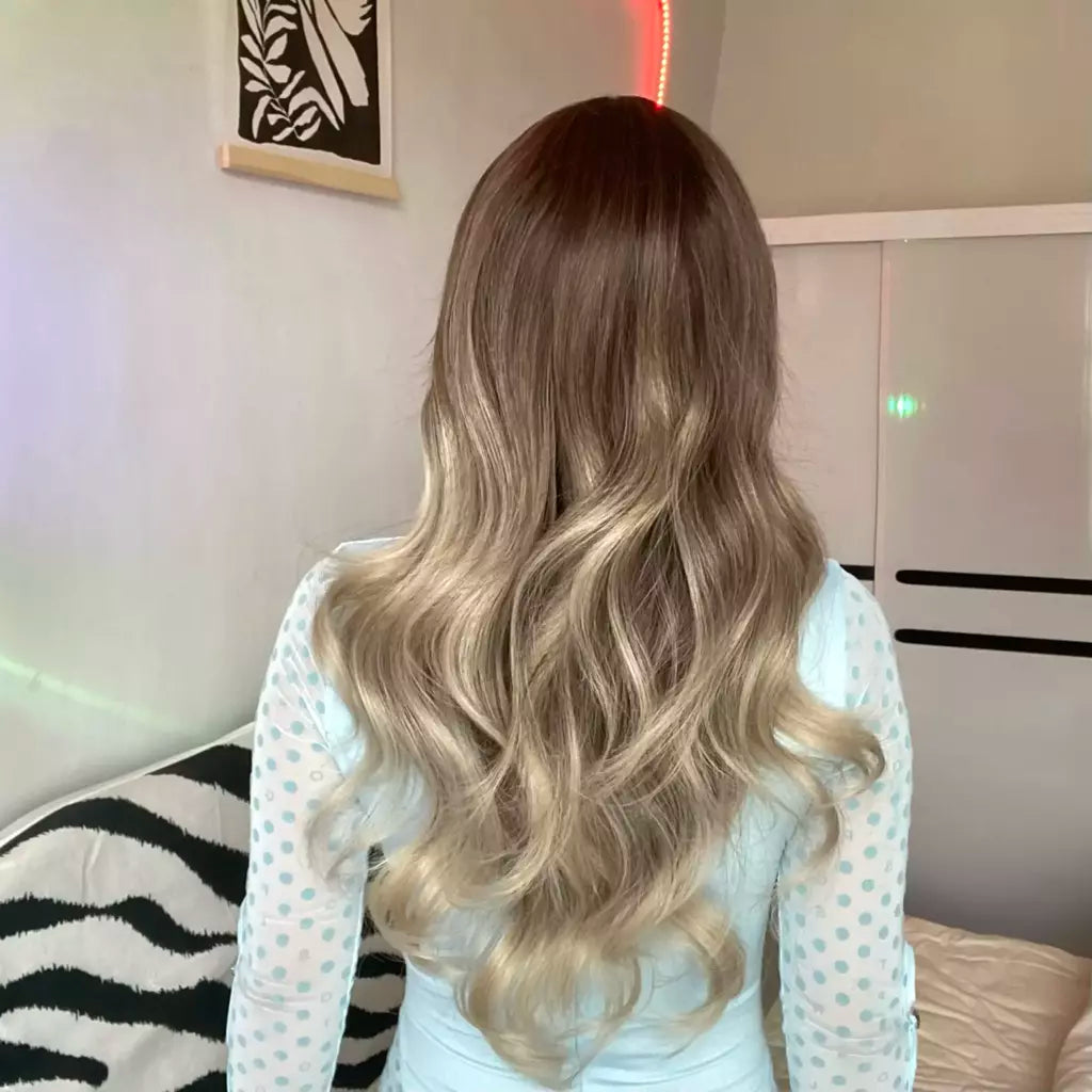 Louis ferre longo ombre loira perucas sintéticas com franja para mulheres onda natural penteado fibra resistente ao calor cosplay perucas marrons