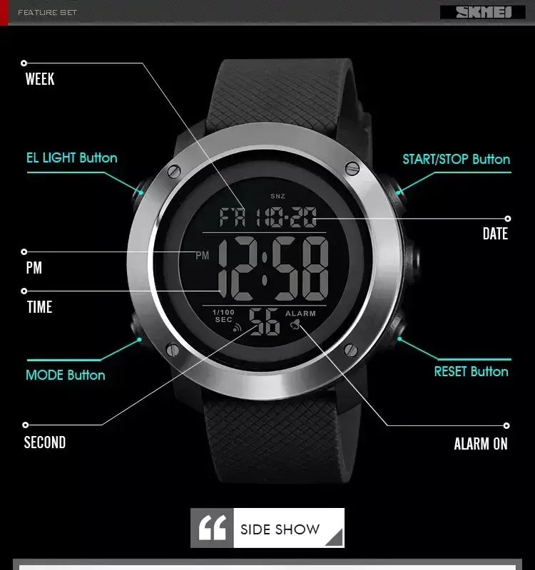 Skmei 1426 montre masculino despertador moda relógio digital relogio masculino esporte relógio masculino marca de luxo 5bar relógios à prova dwaterproof água