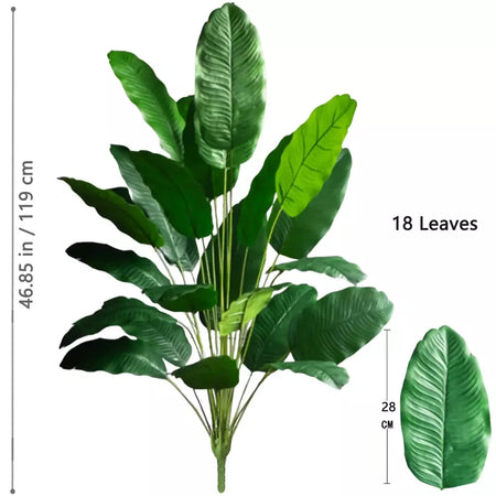 Palmeira tropical artificial 60-90-120cm(47,2 pol.) folhas de planta de banana falsa toque real planta de plástico strelitzia para jardim doméstico