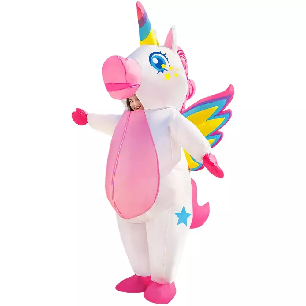 Vestuário colorido unicórnio animal trajes infláveis terno anime purim halloween carnaval festa cosplay traje para crianças adultas