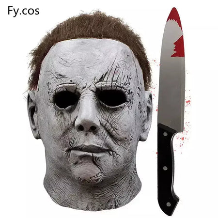 Máscara de látex masculina Michael Myers, rosto cheio, rímel, Rave Cosplay, filmes, brinquedos complicados, terror, fantasias extravagantes, máscara de terror