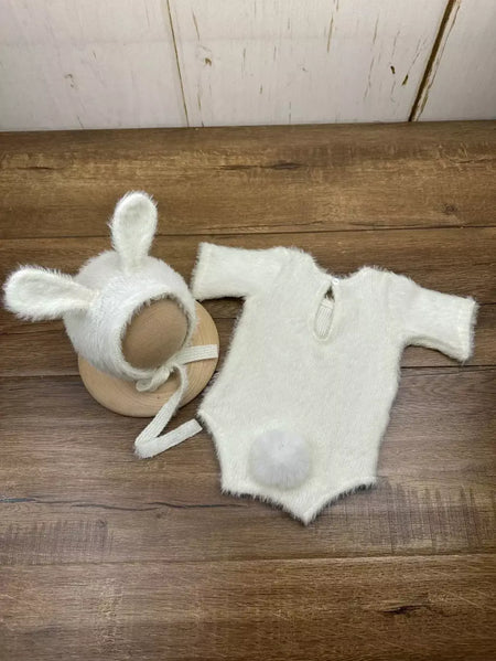 Adereços para fotografia de recém-nascidos, roupa de malha, boneca de coelho, óculos para cosplay de bebê, acessórios para sessão de fotos