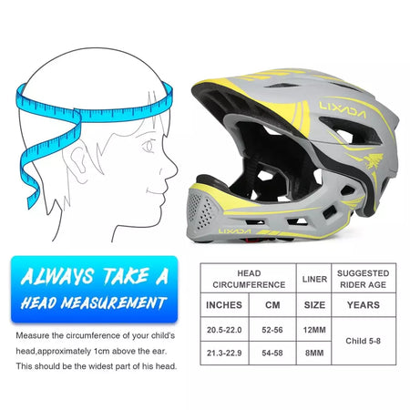 Lixada crianças 2-em-1 destacável capacete facial completo crianças esportes capacete de segurança da bicicleta equipamentos de proteção crianças capacete de ciclismo