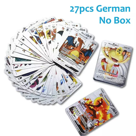 Cartão de folha de ouro colorido pokemon charizard pikachu arceus prata preto arco-íris inglês francês alemão espanhol vstar gx vmax cartões