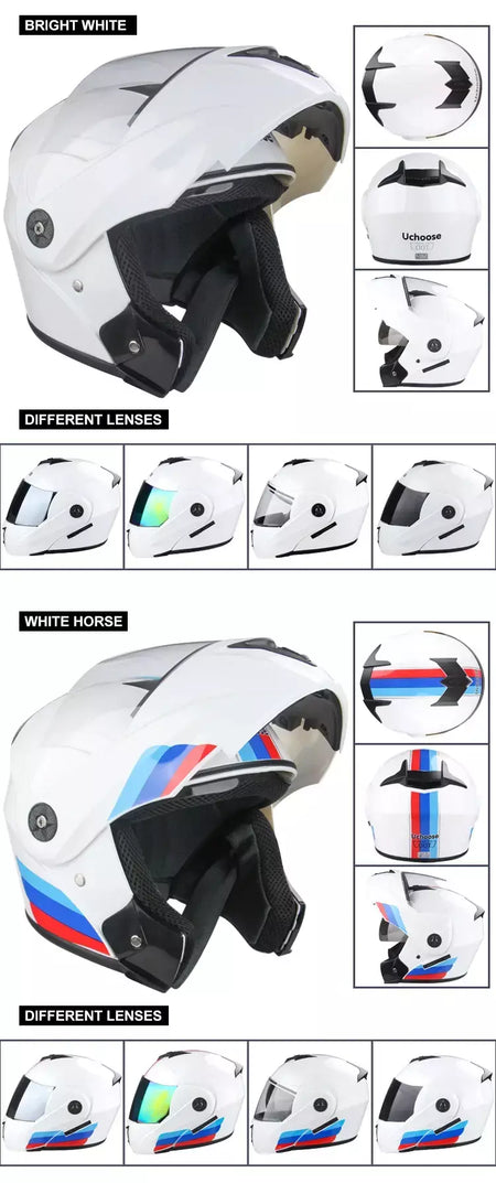 Unisex Capacete com viseira, lente dupla, seção transversal, segurança, modular, flip, capacete, certificação DOT, Uchoose