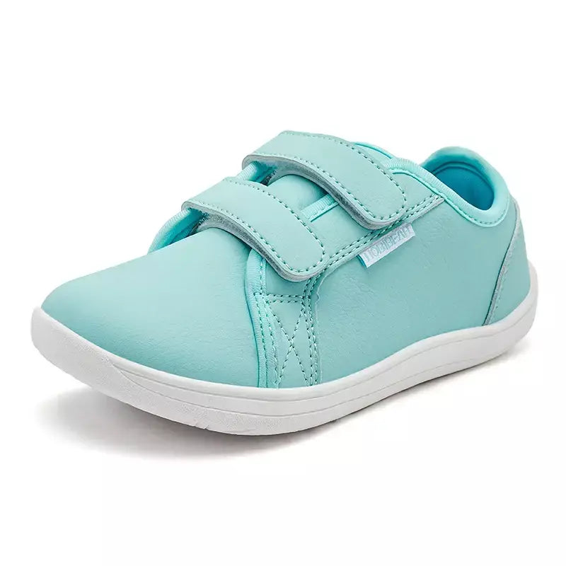 HOBIBEAR-Tênis minimalistas para crianças, leves, gancho de laço, couro artificial, sapatos descalços, pequeno grande e garoto, dedo do pé largo