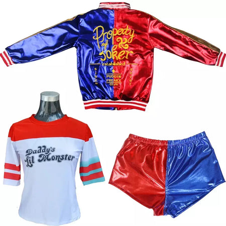 Robe Anime pour adultes, Traje pour femmes, perruque Quinn pour filles, camiseta, veste Joker, Fantasia de Halloween,