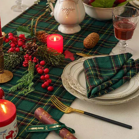 Classic Scottish Tartan Plaid Cloth Guardanapos, casa, hotel, decoração de mesa de jantar, Natal, 40x40cm, 4pcs por conjunto, 2023