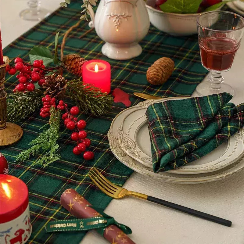 Classic Scottish Tartan Plaid Cloth Guardanapos, casa, hotel, decoração de mesa de jantar, Natal, 40x40cm, 4pcs por conjunto, 2023