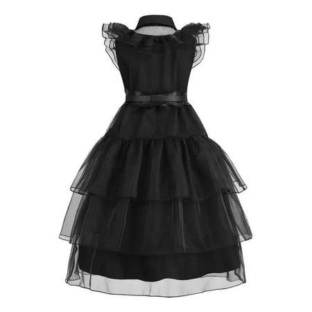 Crianças addams traje do bebê meninas família cosplay traje de halloween crianças família dança vestido preto quarta-feira pageant fantasia