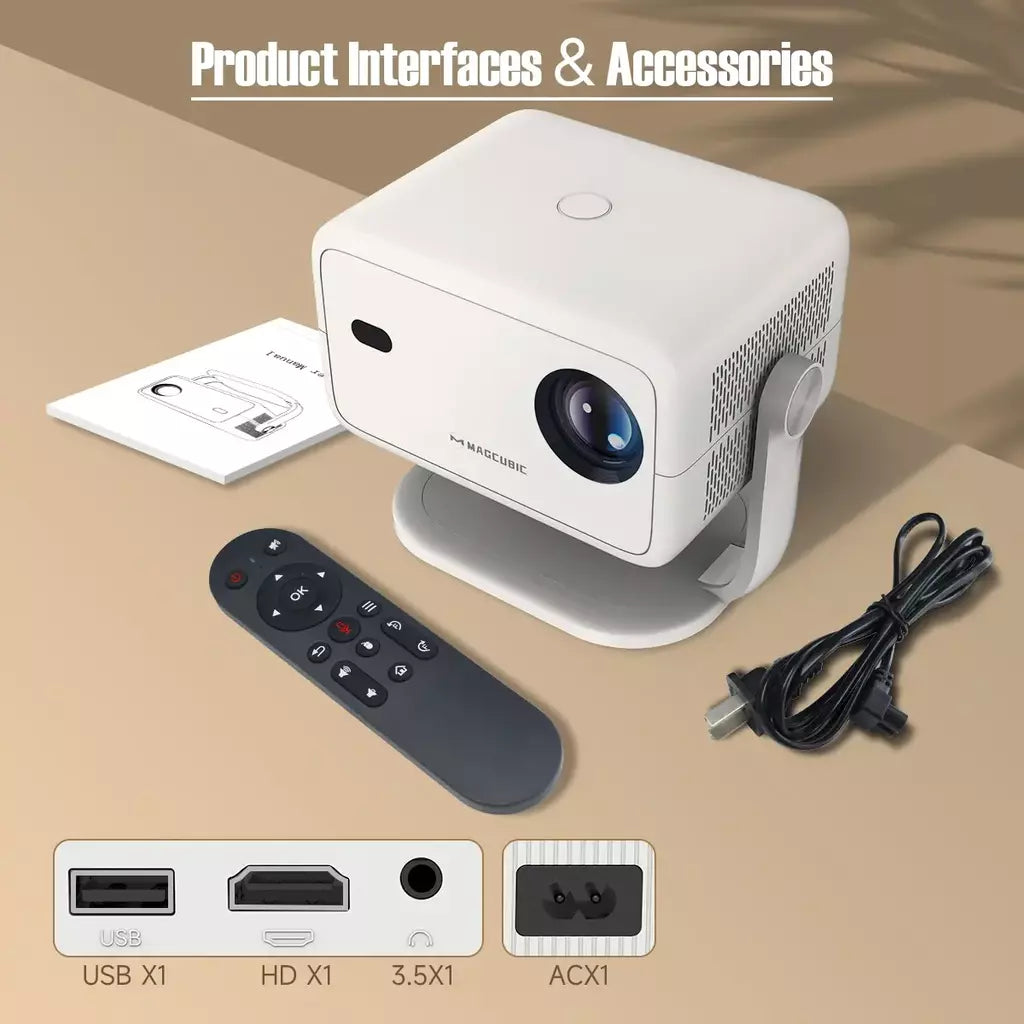 Magcubic L018 4K 650ANSI Projetor Portátil Nativo 1080P Foco Automático Correção Keystone Android 11 BT5.2 WIFI6 360 ° Cinema em casa