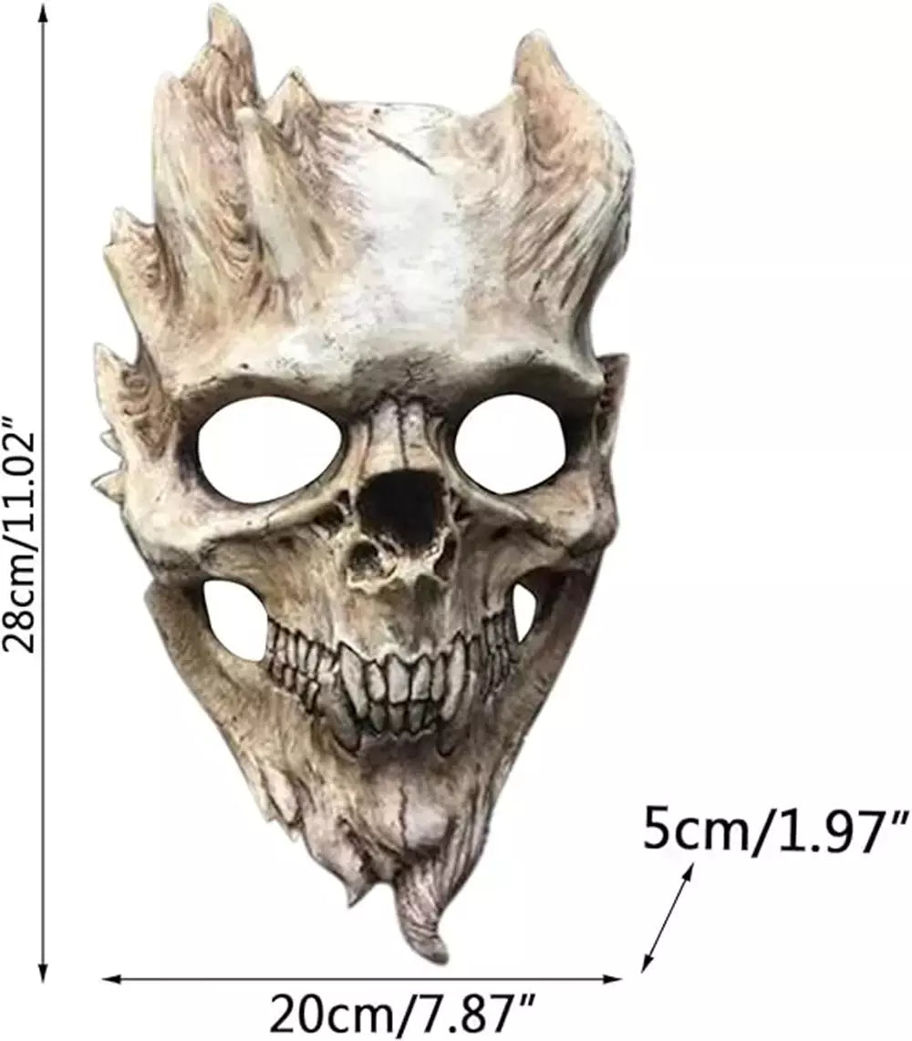 Máscara de esqueleto de demônios de Halloween assustador ossos antigos crânio meia máscara facial máscara skinny de adereços de terror sombrios