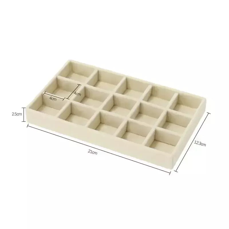 Atualizar caixa de armazenamento de jóias de veludo colar empilhável bandeja de exibição pulseira brinco organizadores diy artesanato gaveta caixa cinza