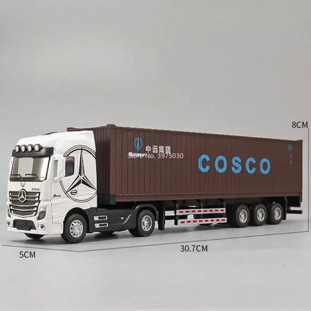 1:50 caminhão contêiner carros de brinquedo modelo fundido pneus de borracha veículo puxar para trás luz música carro em miniatura meninos presentes do festival