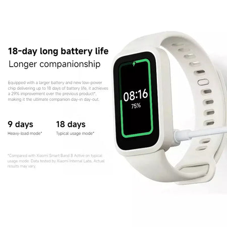Versão global Xiaomi Smart Band 9 Active 1.47 ''Display 5ATM Modo de vida útil da bateria de 18 dias Monitoramento de saúde e fitness durante todo o dia