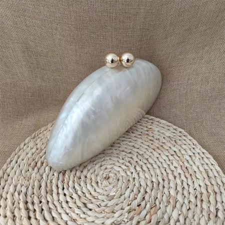 Oval Irregular Pérola Acrílico Box Evening Bag, Senhoras Designer De Luxo Bolsas, Festa De Casamento, Handmade Bolsas, Branco, Novo