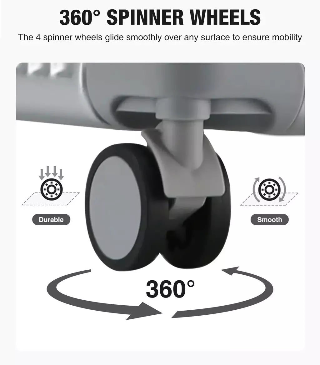 AIWEINY 2025 Mala de viagem rígida com estrutura em alumínio, resistente à pressão, com rodas omnidirecionais silenciosas de 360°, suporte para copos e prateleira, com fechadura TSA.