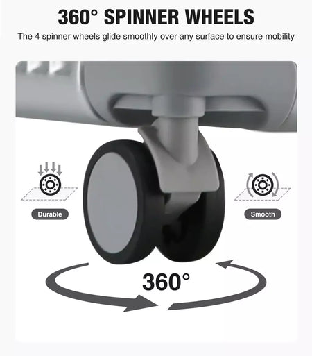 AIWEINY 2025 Mala de viagem rígida com estrutura em alumínio, resistente à pressão, com rodas omnidirecionais silenciosas de 360°, suporte para copos e prateleira, com fechadura TSA.