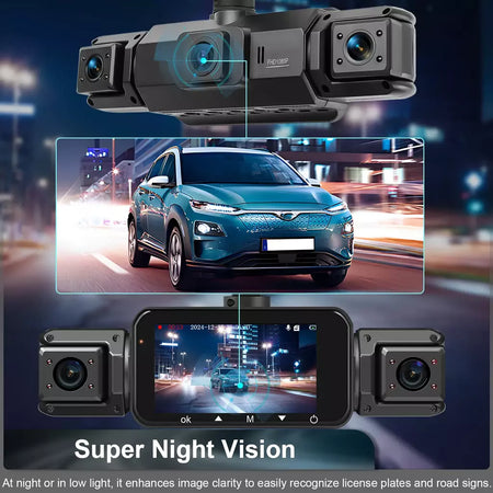 Dashcam para carros 4 canais caixa preta wifi câmera de condução fhd 1080p visão noturna gravação em loop adicionar kit de fio rígido acessórios do carro
