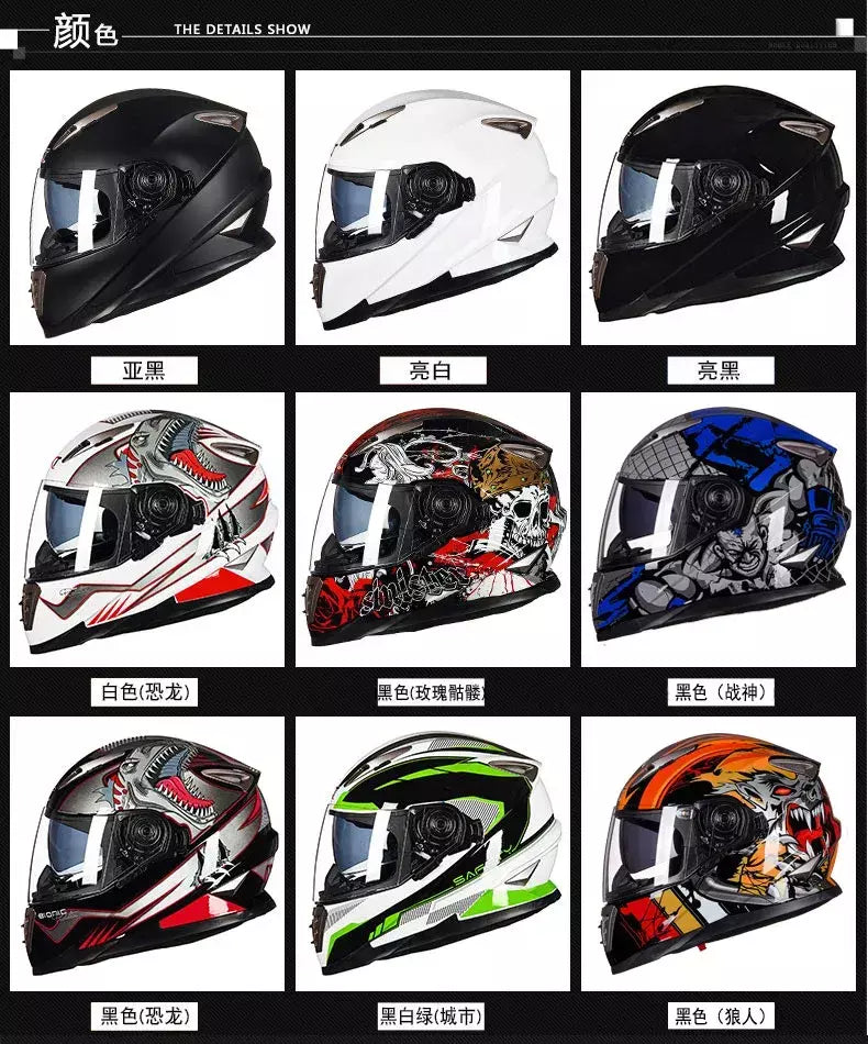 Gxt palhaço rosto cheio capacete da motocicleta lente solar interna motocross casco moto leve segurança bicicleta de rua equitação rápida casque moto