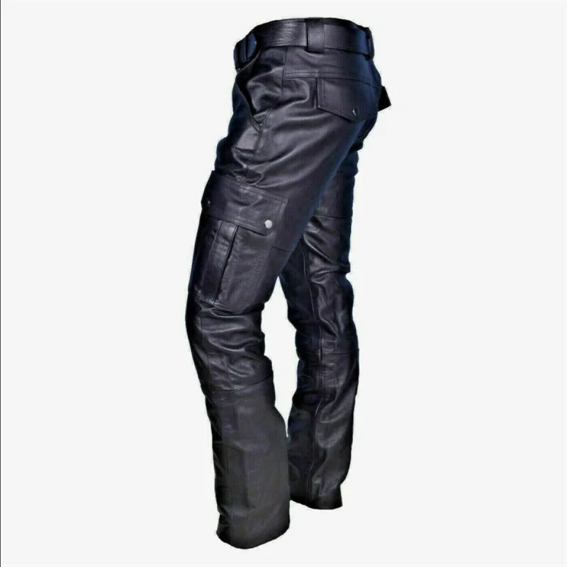 Novos Homens Calças De Couro Preto/Vermelho/Marrom Moda Masculina Dança Festa Calças Casuais Tamanho Grande 5XL