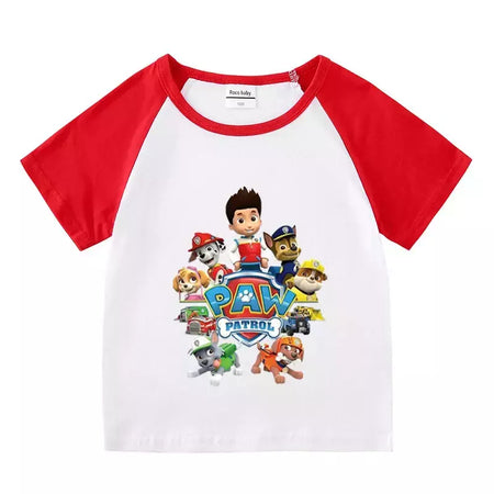 Boys Paw Patrol T-shirt manga curta Top e Shorts Set, bebê meninos roupas, roupas dos desenhos animados, terno verão, novo conjunto infantil, 2022, 2pcs