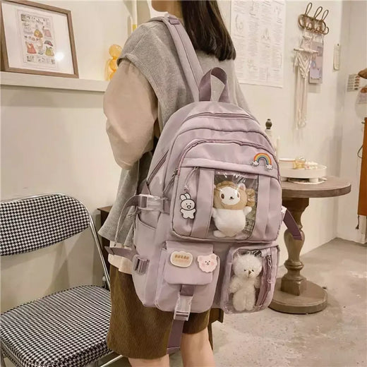 Impermeável Multifuncional Nylon Mochila, Grande Capacidade Saco De Escola, Teenage Book Bag, Travel Bag, Adolescente