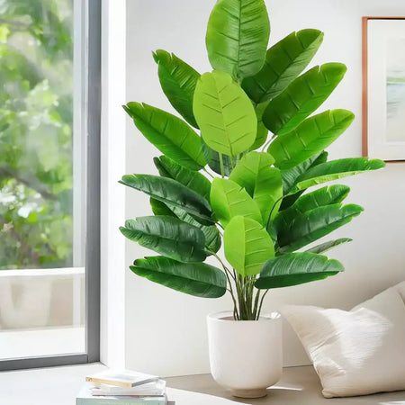 Palmeira tropical artificial 60-90-120cm(47,2 pol.) folhas de planta de banana falsa toque real planta de plástico strelitzia para jardim doméstico