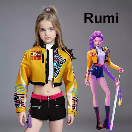 Crianças cosplay desempenho traje roupa K-POP rumi grupo concerto roupas de halloween brinco acessório roupa tamanho 110-160