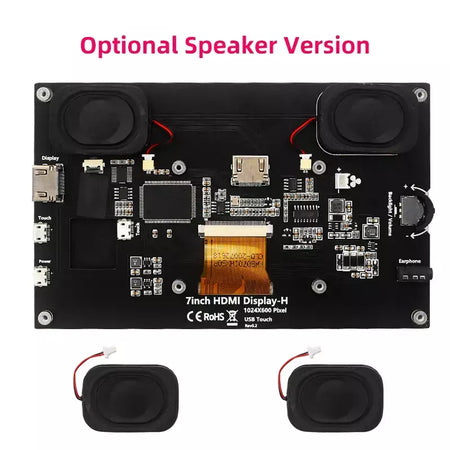 7 Polegada display portátil ips lcd tela de toque capacitivo 1024x600 monitor alto-falantes opcionais para raspberry pi 5 4b 3b + computador portátil