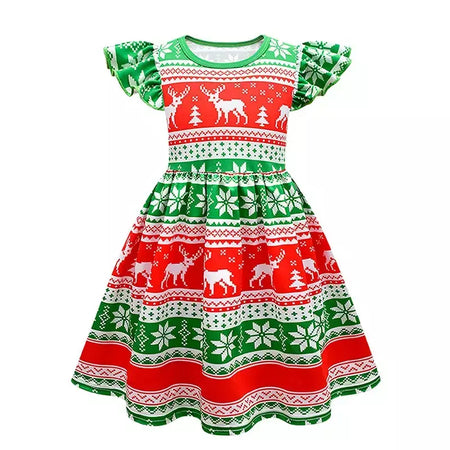 Novo natal meninas vestido carta papai noel impressão carnaval festa crianças roupas de natal masquerade desempenho roupas infantis