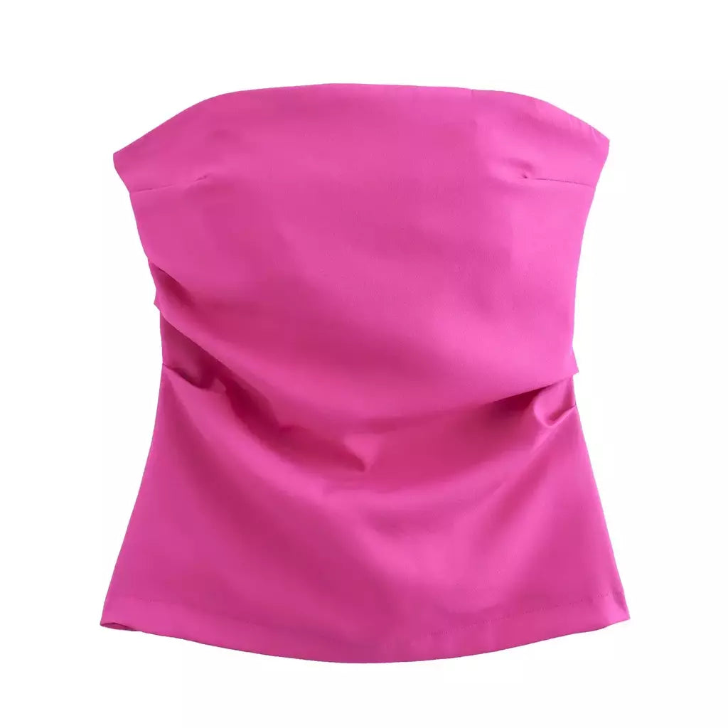 TRAF-Blusa sem mangas sem alças para mulheres, tops femininos, zíper traseiro, roupas de rua, tanque chique, moda verão, nova