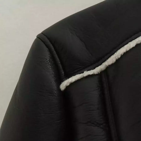 Jaqueta de shearling falso feminina, casaco de pele de carneiro, jaquetas retrô motociclista, tops, inverno