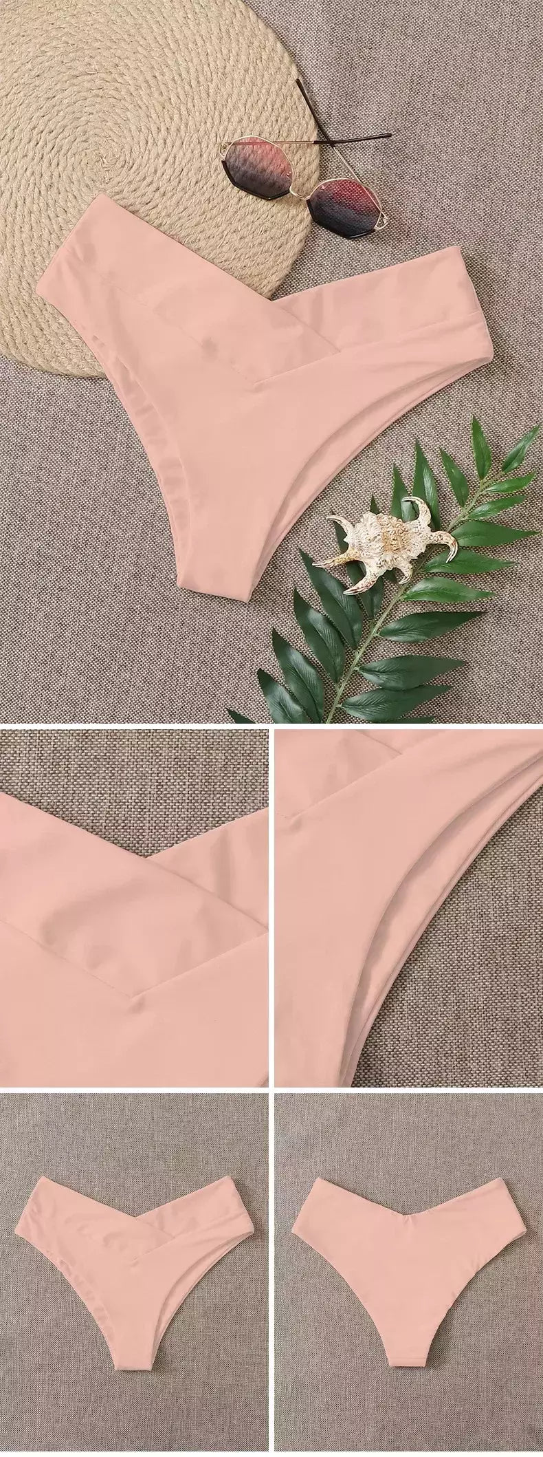 Tanga brasileira de biquíni para mulheres, semi-banho, roupa de praia sexy V cheeky, banho preto para senhoras, natação