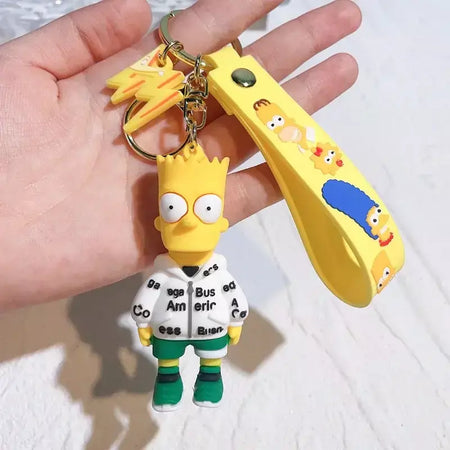 Os simpsons chaveiro figura de ação dos desenhos animados chaveiro kawaii saco pingente casais moda carro chaveiro acessórios crianças brinquedo presentes
